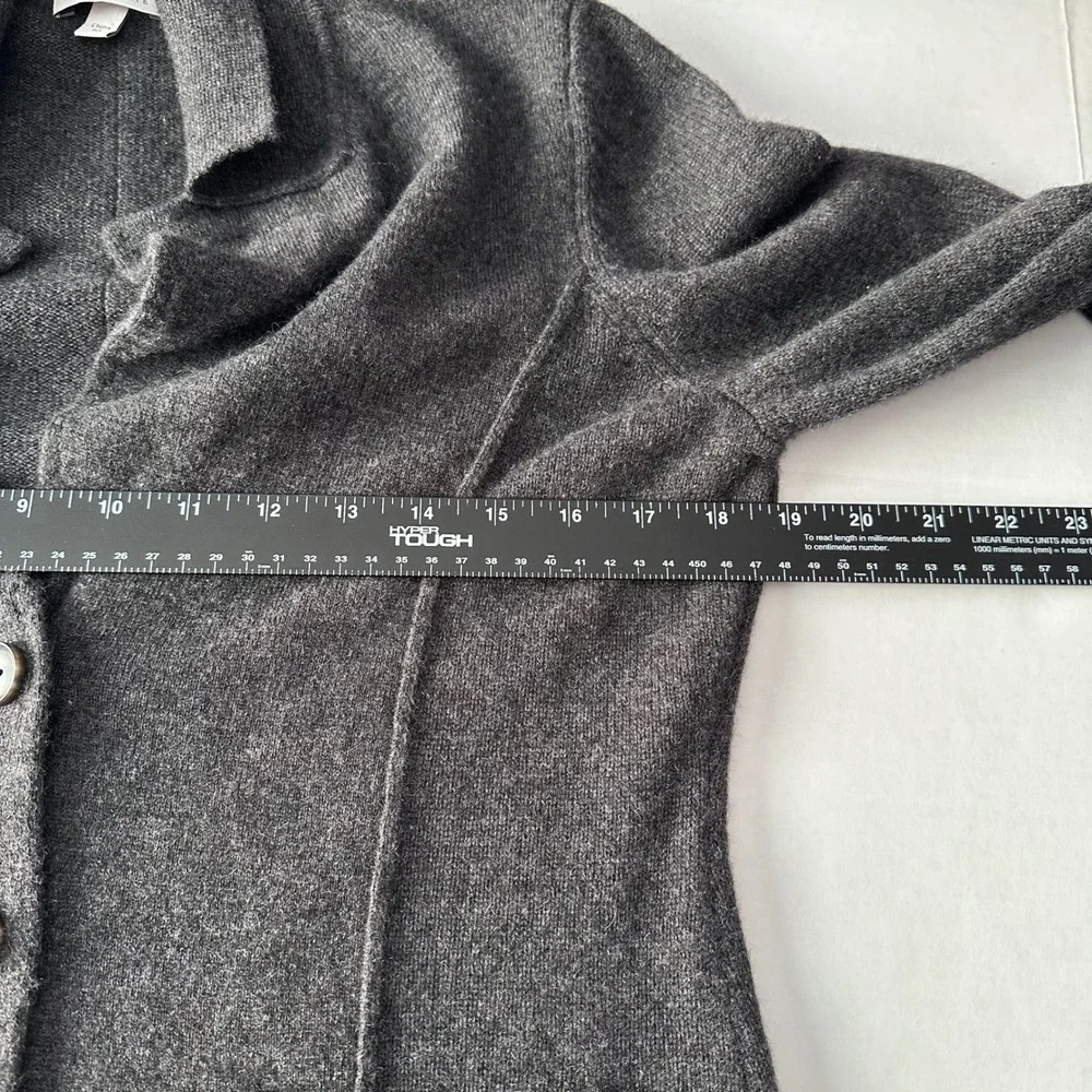 Kinross Cashmere Cardigan Sweater Womens Medium Gray Button Front Blazer Jacket
